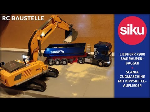 Siku Control 32 - RC Baustelle mit Liebherr Raupenbagger und Scania LKW mit Kippsattelauflieger