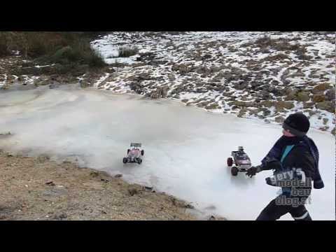 RC Fun on Ice with Traxxas Stampede, Tamiya King Black Foot &amp; Conrad Major Buggy